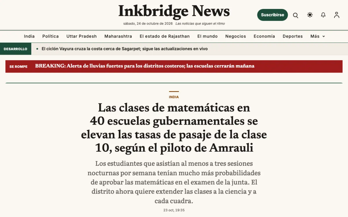 Inkbridge — plantilla de sitio web de Noticias de Generales, vista de escritorio