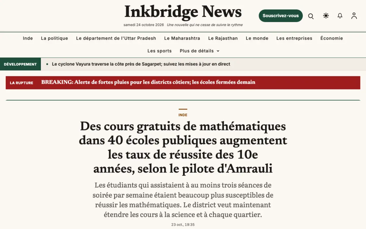 Inkbridge — modèle de site web Actualités Générales, vue sur ordinateur