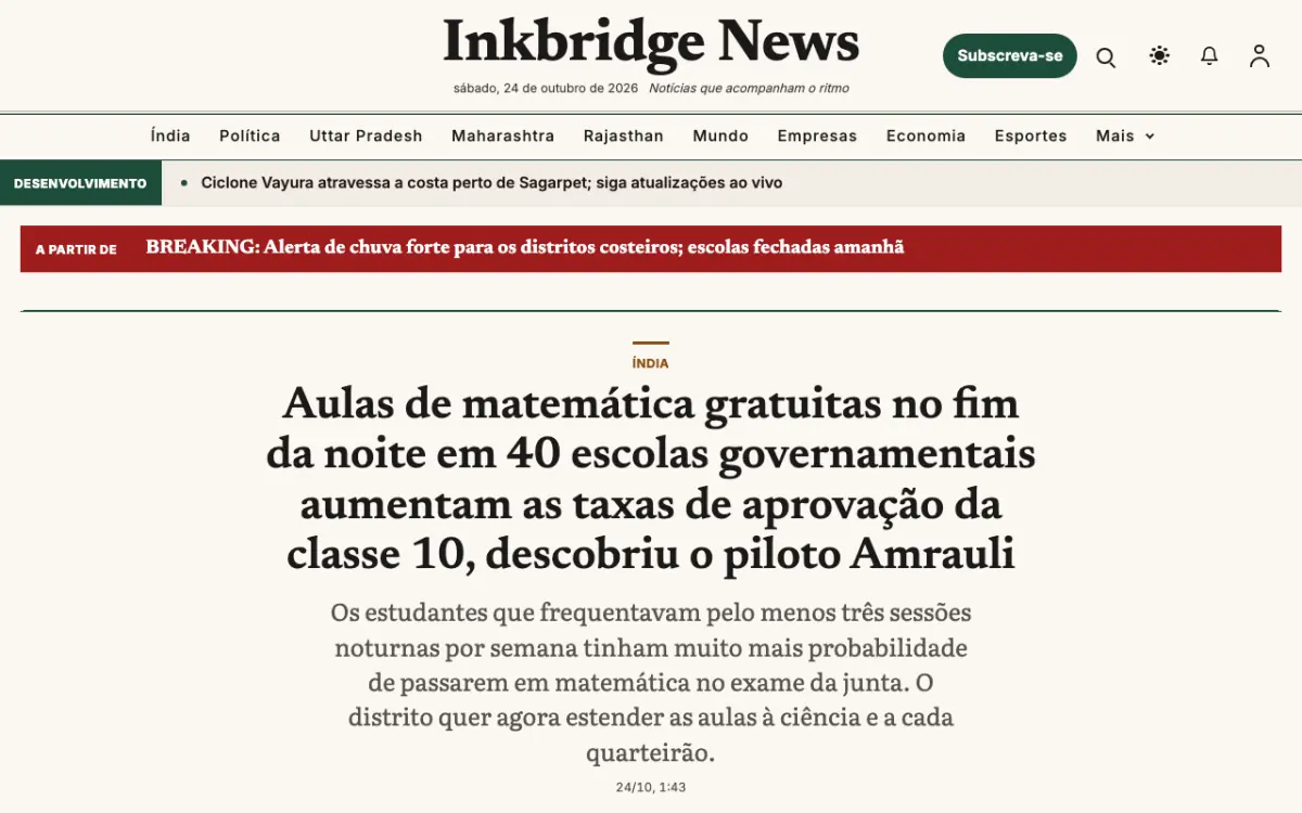 Inkbridge — modelo de site de Notícias de Gerais, vista em computador