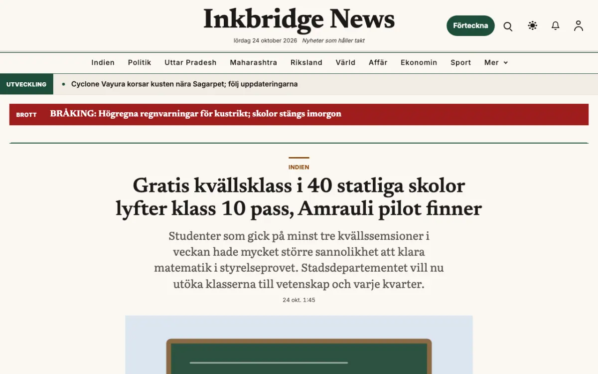 Inkbridge – webbplatsmall för Allmänt News, skrivbordsvy
