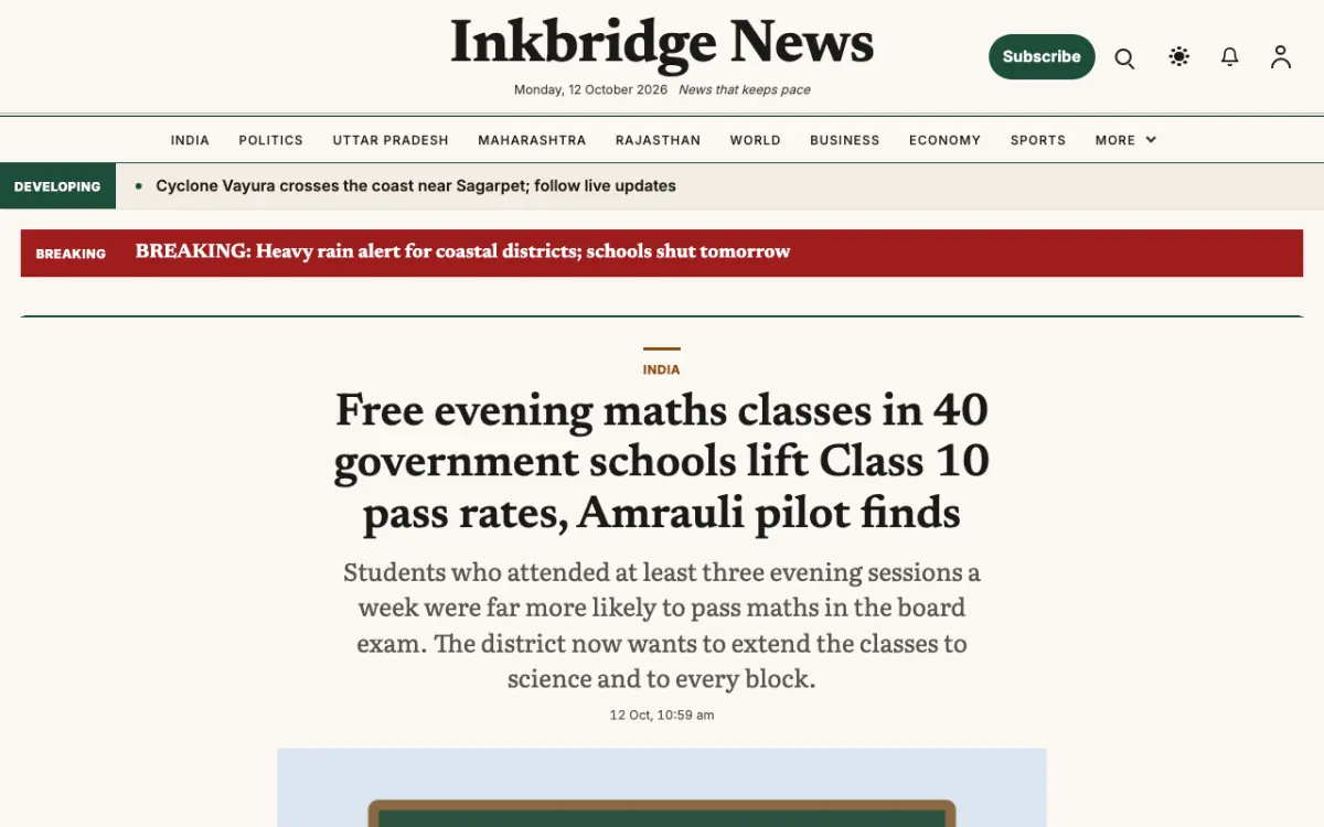 Inkbridge — General News website template, desktop view