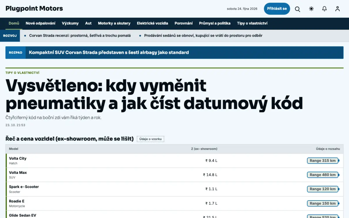 Plugpoint — šablona webu v kategorii Auto-moto: zprávy, zobrazení na počítači