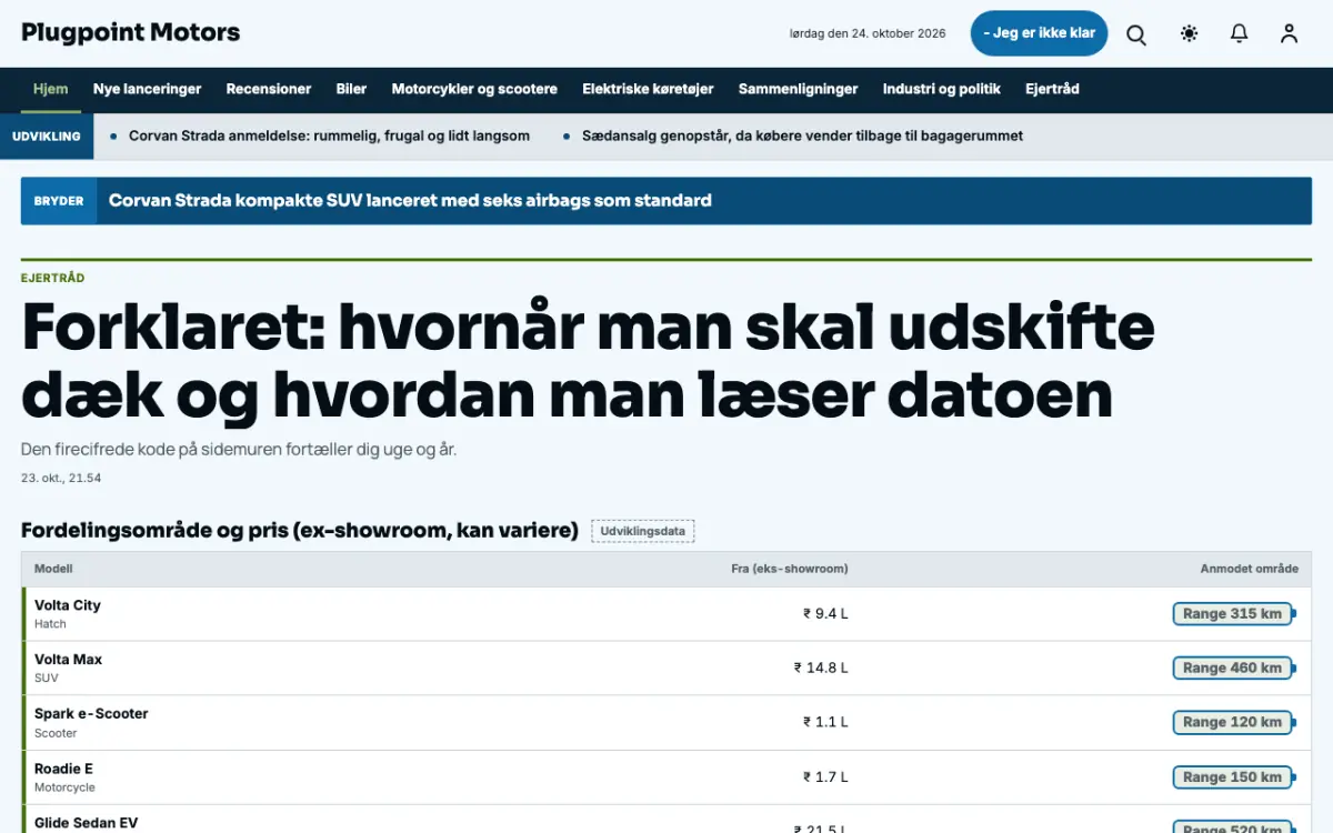 Plugpoint – hjemmesideskabelon til Biler News, skrivebordsvisning