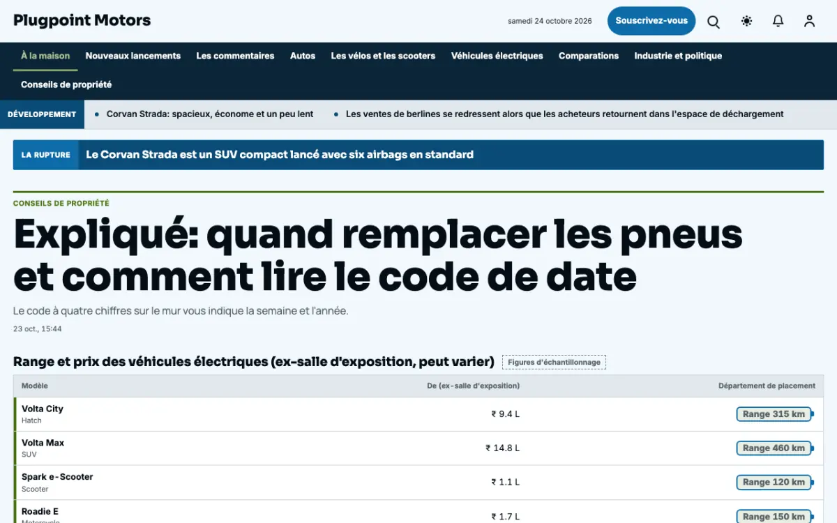 Plugpoint — modèle de site web Actualités Automobile, vue sur ordinateur