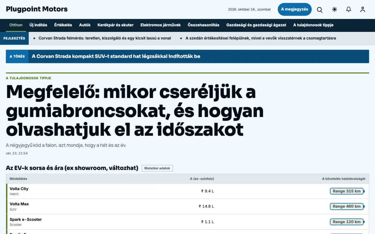 Plugpoint — Autó: hírek weboldalsablon, asztali nézet