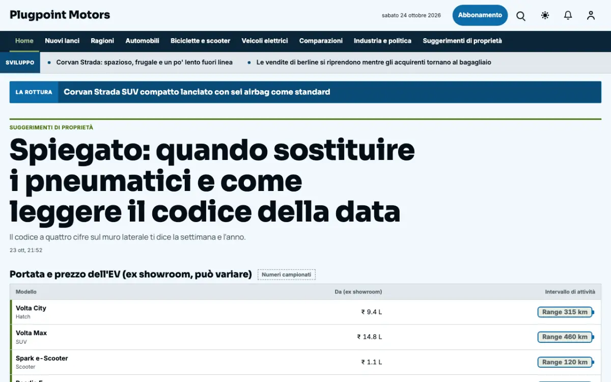 Plugpoint – template di sito per News Motori, vista desktop