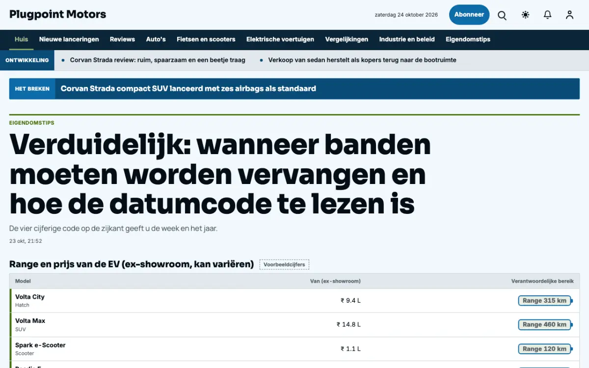 Plugpoint – websitetemplate voor Autonieuws, desktopweergave