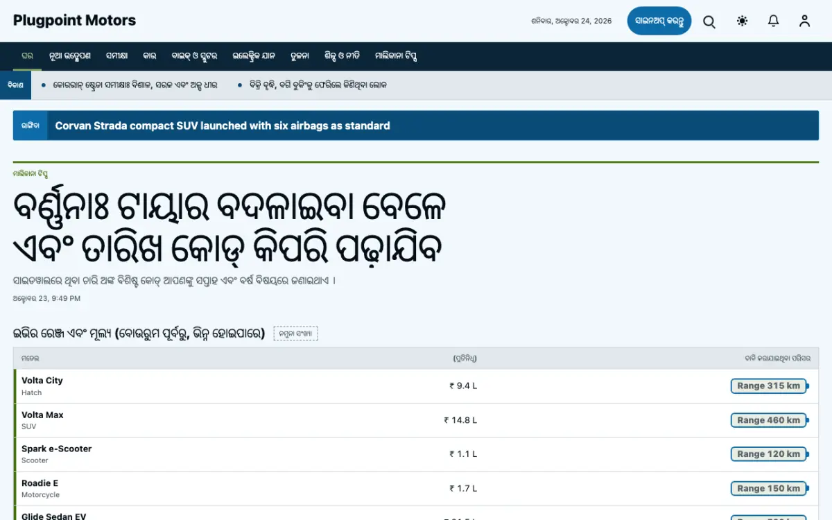 Plugpoint — ଯାନବାହନ ସମ୍ବାଦ ୱେବସାଇଟ୍ ଟେମ୍ପଲେଟ୍, ଡେସ୍କଟପ୍ ଦୃଶ୍ୟ