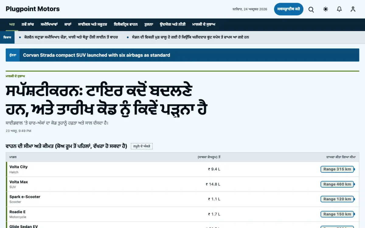 Plugpoint — ਵਾਹਨ ਖ਼ਬਰਾਂ ਵੈੱਬਸਾਈਟ ਟੈਂਪਲੇਟ, ਡੈਸਕਟਾਪ ਦ੍ਰਿਸ਼