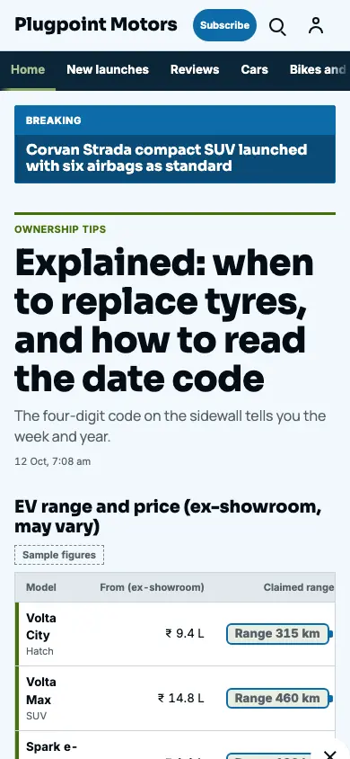 Plugpoint — Automotive News app, phone view