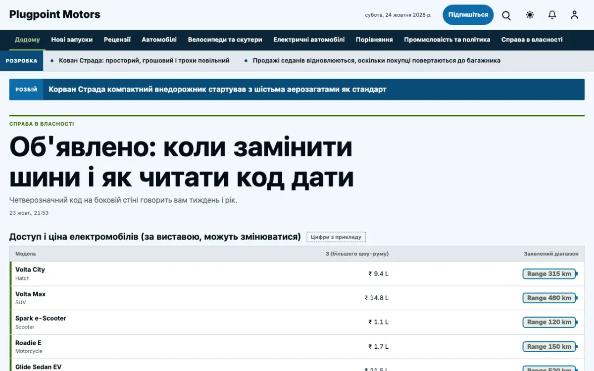 Plugpoint — шаблон сайту в категорії «Авто: новини», вигляд на комп’ютері