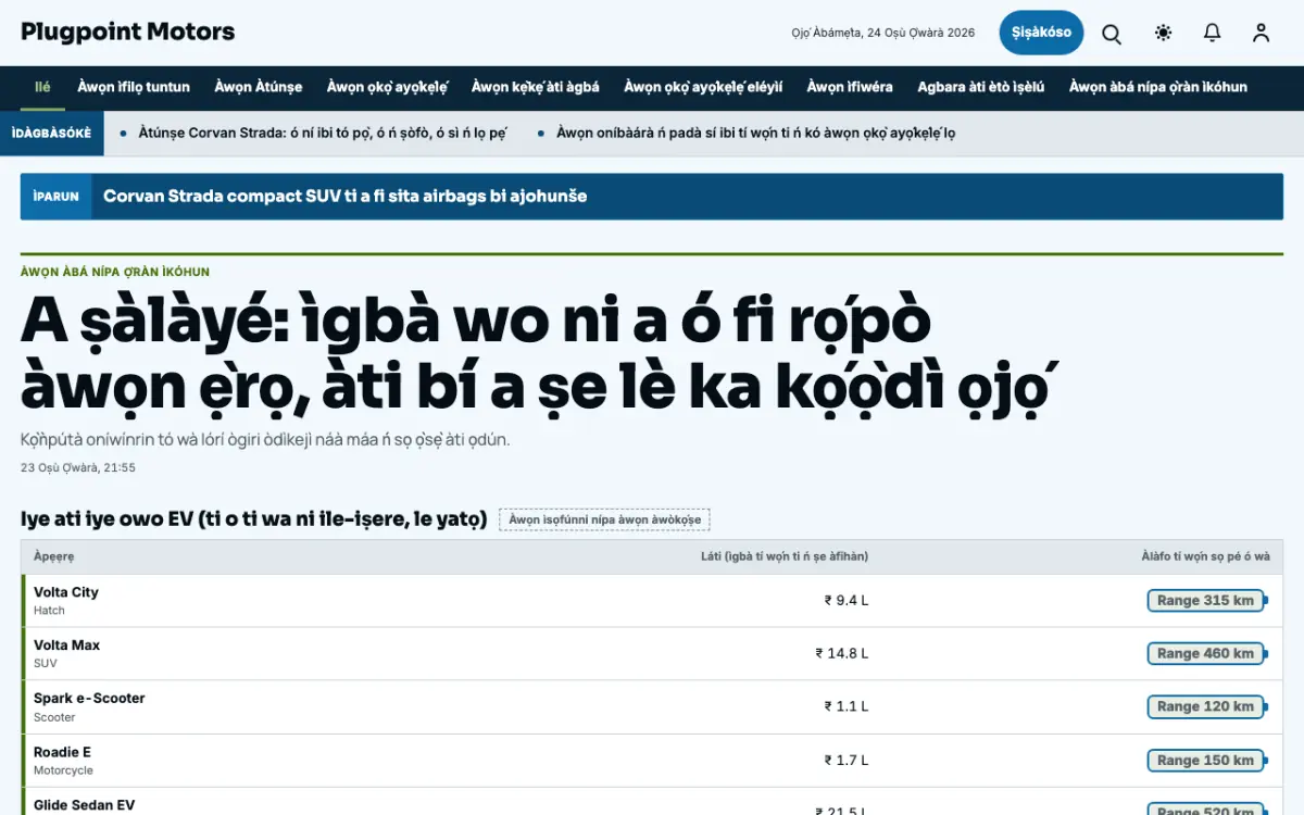 Plugpoint — àwòṣe ojú òpó Ìròyìn Ọkọ̀, ìrísí kọ̀ǹpútà