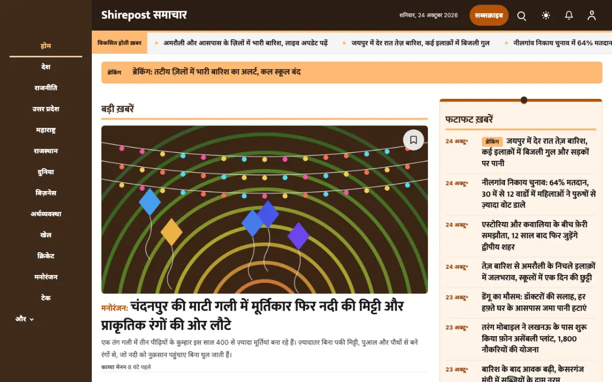 Shirepost — सामान्य न्यूज़ वेबसाइट टेम्पलेट, डेस्कटॉप व्यू
