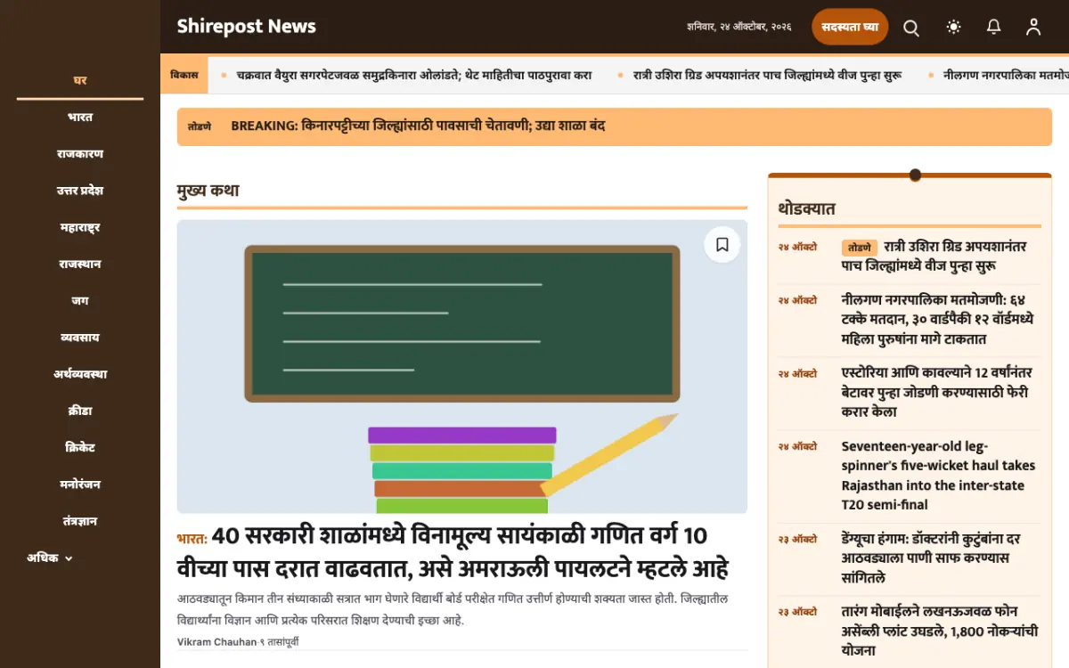 Shirepost — सर्वसाधारण बातम्या वेबसाइट टेम्पलेट, डेस्कटॉप दृश्य