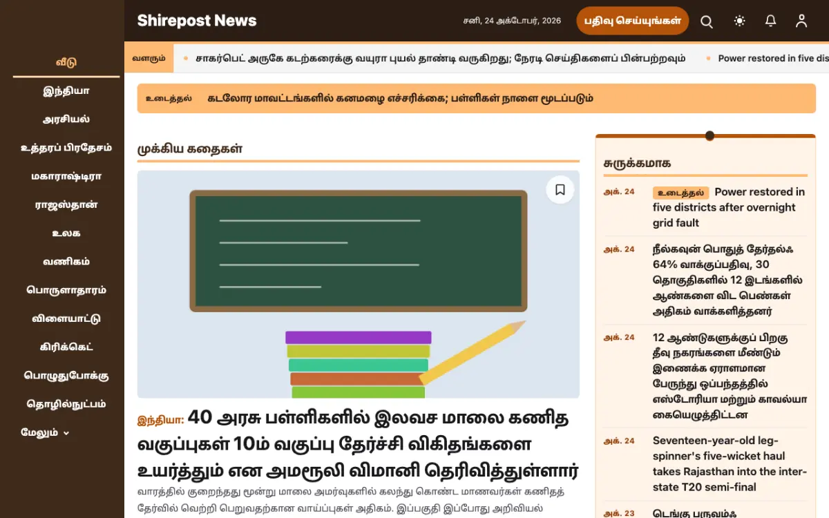 Shirepost — பொது செய்திகள் வலைத்தள டெம்ப்ளேட், டெஸ்க்டாப் காட்சி