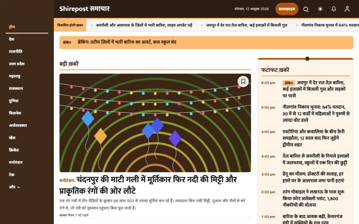 Shirepost — General News website template, desktop view