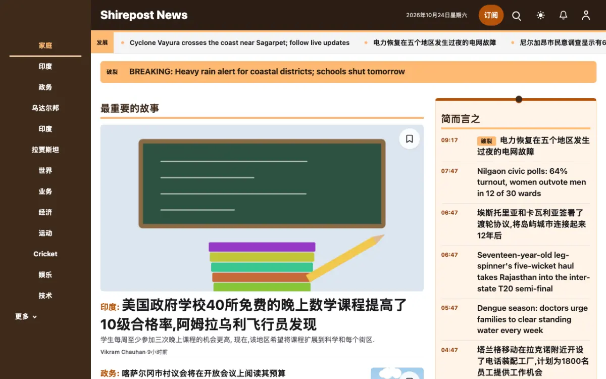 Shirepost — 综合新闻网站模板，桌面版预览